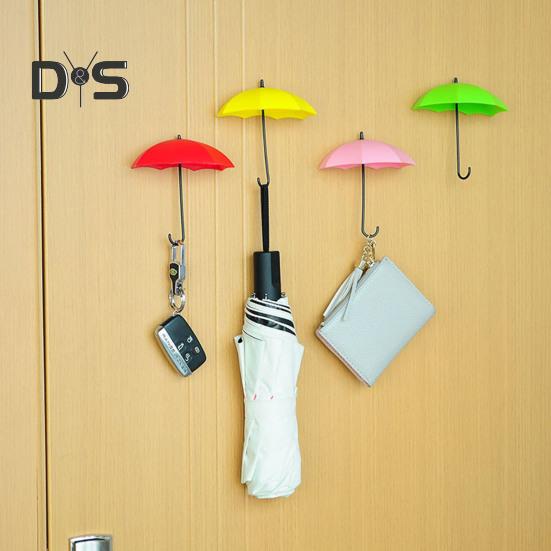 Wandhaken für Regenschirme, Geldbörsen und Schlüssel, einfache Installation, mehrfarbig, vielseitig, selbstklebend, 3D, dekorative Haken zum Aufhängen