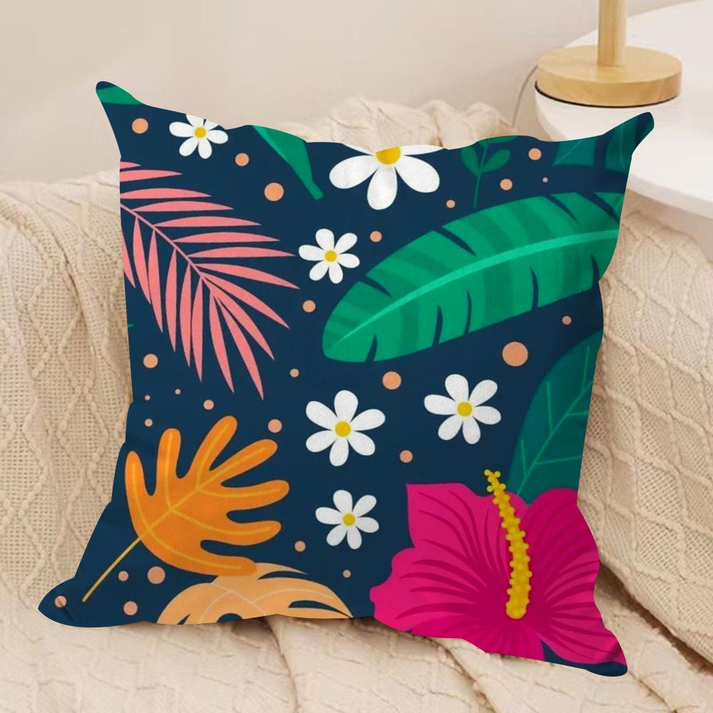 Classic Fresh Floral Pattern Cushion Cover Soft Plush Fabric DoubleSided Printed Cushion Covers for All Seasons Home Decor