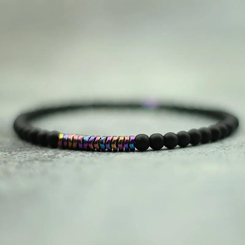 Bracciale in Pietra Naturale Uomo Donna 4mm Bracciale con Perline Piccole Bracciale Meditazione Yoga Occhio di Tigre Mappa Brazalete Pulseira