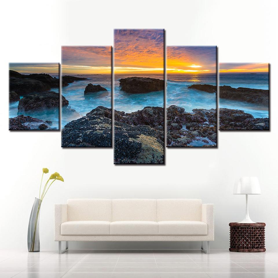 

Canvas Painting HD seaside sun rise seascape 5 Pieces Modular Wall Art Painting Wallpapers Poster Print Home Deor 20x35 20x45 20x55cm
