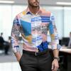 Men's Shirt Spring and Autumn New Style Men's Abstract Printed Long Sleeved Shirt Business Casual Slim Fit High-quality Shirt