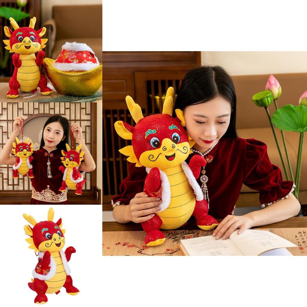 2024 Drachenjahr Plüschtier Tang-Kostüm Drachen-Tierkreiszeichen-Puppe Mit Benutzerdefiniertem Logo GlücksbringerMaskottchen