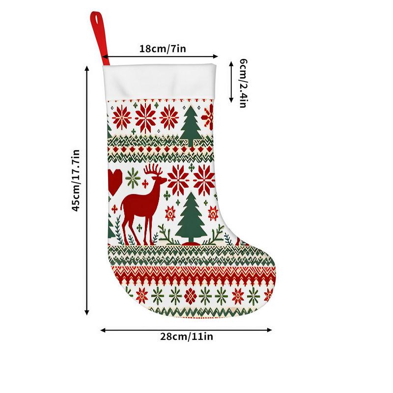 Christmas decoration fireplace hanging stocking Christmas Stockings 1pc 45.72 cm, Christmas Reindeer Pattern Red Green P