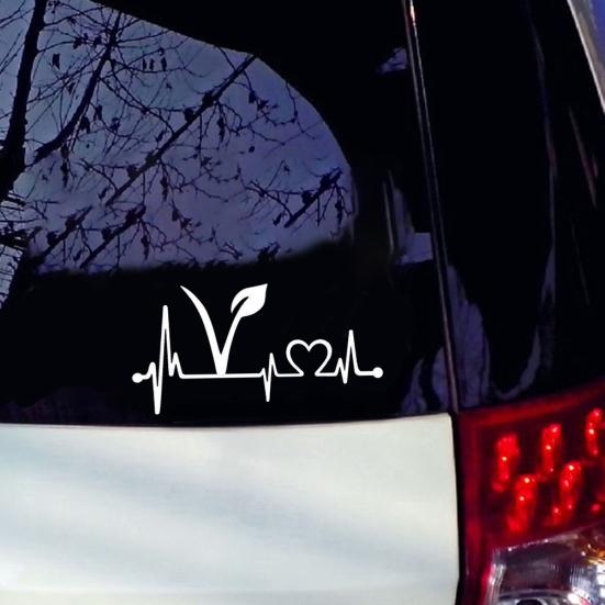 Vegan Vegetarisch Herzschlag Lebenslinie Auto Styling Aufkleber Fahrzeug Aufkleber Dekor