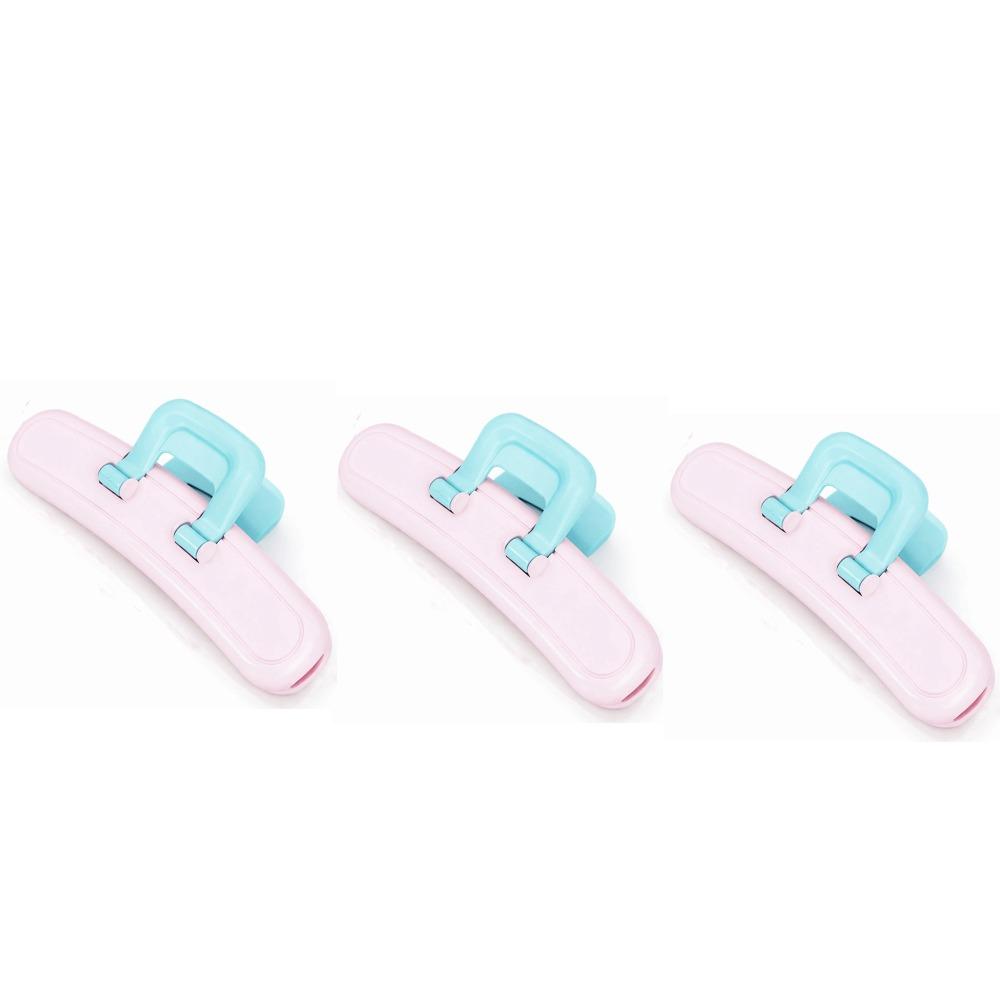 3 Pieces Dopamine Food Sealer Clip Moisture Proof Decorative Airtight Food Clip Hanging Hole Wide Open Food Sealer Fixing Clip розовый