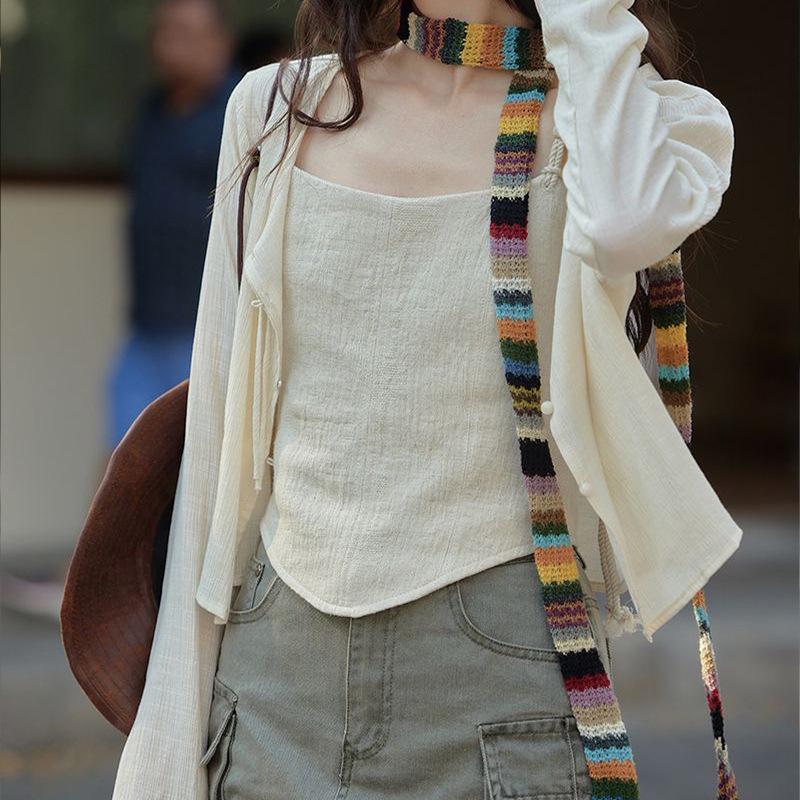 French-Style Women's Summer Camisole: Unique Sleeveless Top with Thai-Inspired Design