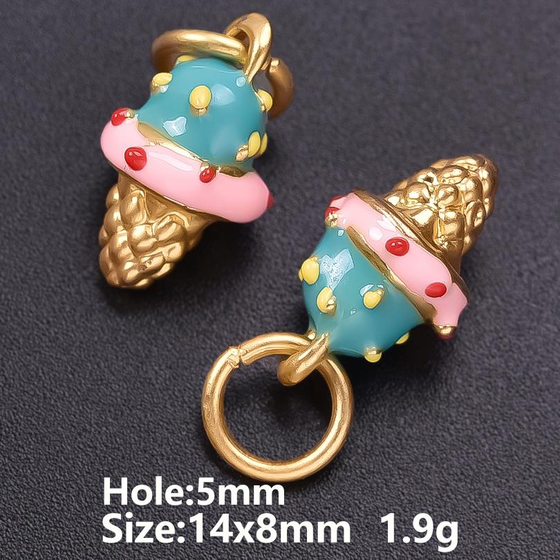 5pcs/Lot Retail Girl Accessories Food Ice Cream Cake Enamel Charms For Jewelry Making Supplies Candy Pendant Chinese Gold Color