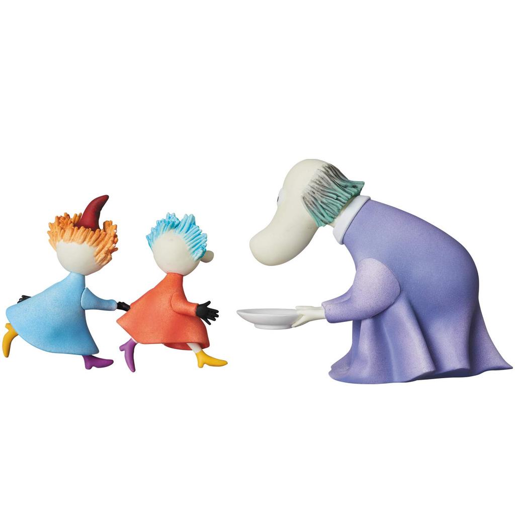 UDF Ultra Detail Figure MOOMIN Series and approximately fully assembled figures 6 Hemlen, Tofslan, Bifslan, 61mm/50mm/46mm tall, pre-painted,