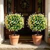 Artificial Camellia Topiary Ball Trees UV Resistant Faux Camellia Shrubs with Stake Realistic Fake Plants Bushes for Front Door Farmhouse Porch Garden