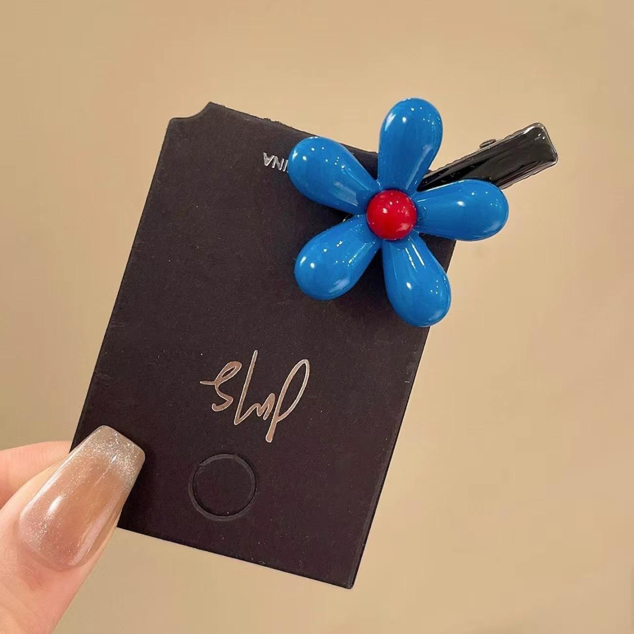 Luxury Korean Style Flower Side Duckbill Clip, Sweet Temperament Girls Forehead Bang Fixing Decorative Hairpin Bulk Supply