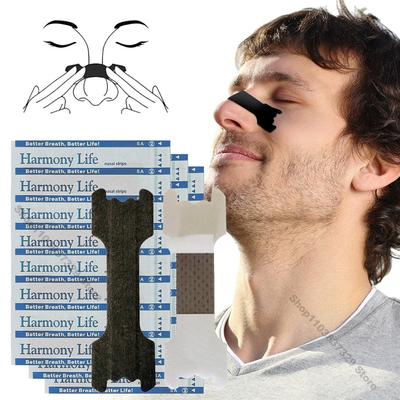 1/10-200Pcs Black Nose Strips Stop Snoring Aid Improve Sleep Quality Easier Breath Sleeping Patch Right Nose Device