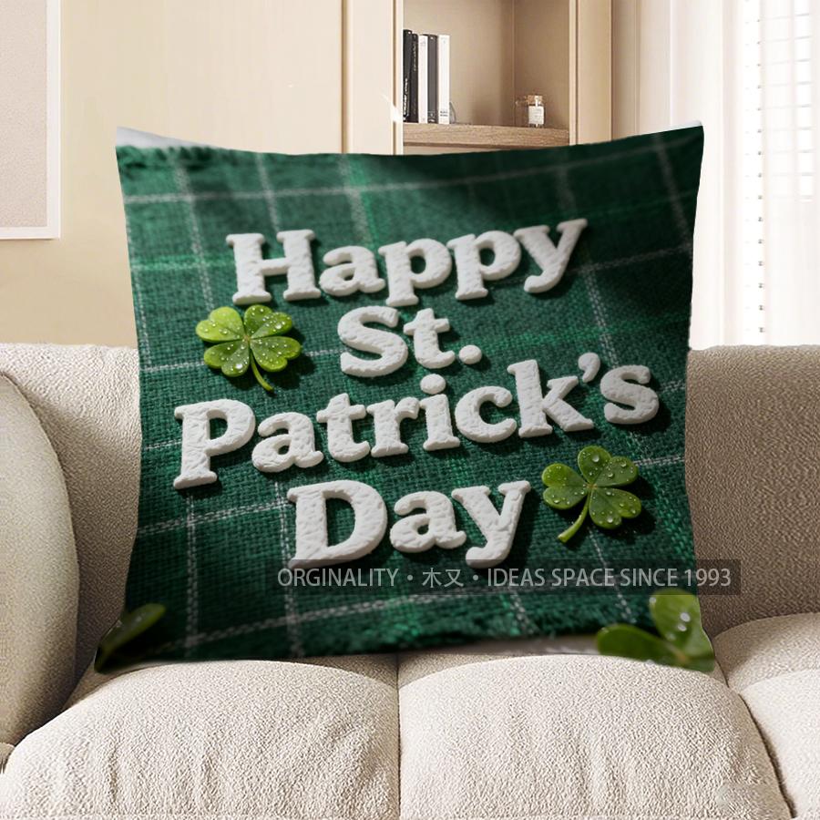 2D Happy St. Patrick'S Day Cushion For Festive Look Pattern Cushion Cover Suitable For Sofa Bedroom Car Pillow Cover