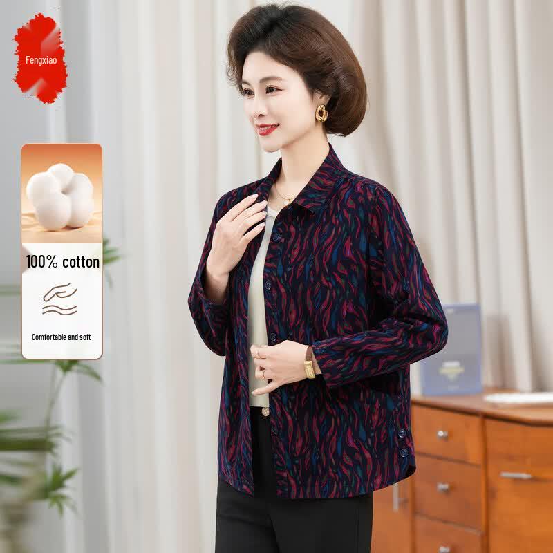 

Women s Long-Sleeve Cotton Cardigan Shirt 4XL