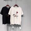 Plus Size Embroidered Puppy Cotton Short Sleeve T-Shirt for Women - Summer 2025 Loose Fit