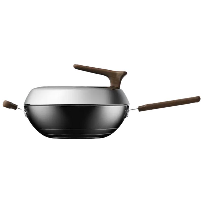 KOBACH 32cm Cast Iron Wok - Rust-Proof & Multi-Stove Compatible