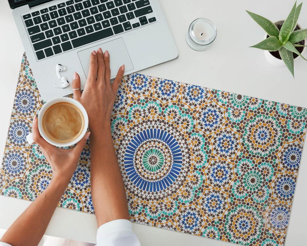 Modern Protective Mouse Mat Geometric Mosaic Pattern 90x45 cm