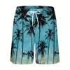 Summer Beach Leisure Comfortable Men's Beach Shorts Fashionable Outdoor Sports 3D Digital Coconut Tree Printed Pattern