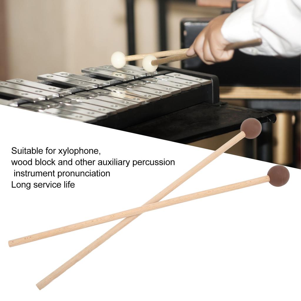 2PCS Maple Handle Rubber Head Wonderful Sound Quality for Marimba