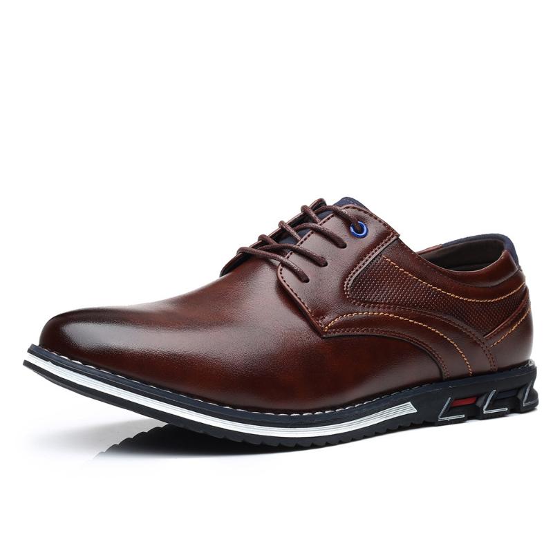 Autumn Winter Casual Shoes Korean Style Trendy Black Bottom Men's Business Leather Shoes Lace-Up Leather Shoes Simple stylish