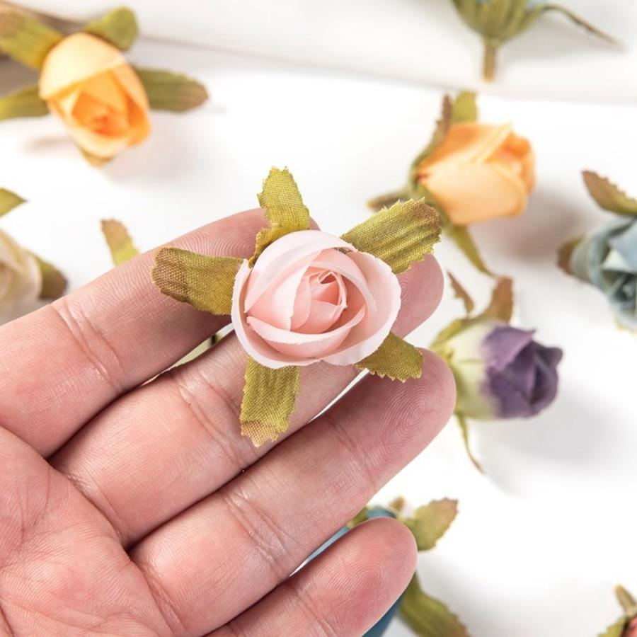 50/100PCS MINI Silk Rose Artificial Flowers Christmas Garland Wedding Bridal Bouquets Accessories Home Vase Decoration Scrapbook