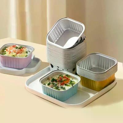 50 Pcs Aluminum Foil Baking Pans Rectangle Cake Cup With Lids Heat Resistant Mini Loaf Pans For Baking Kitchen Accessories