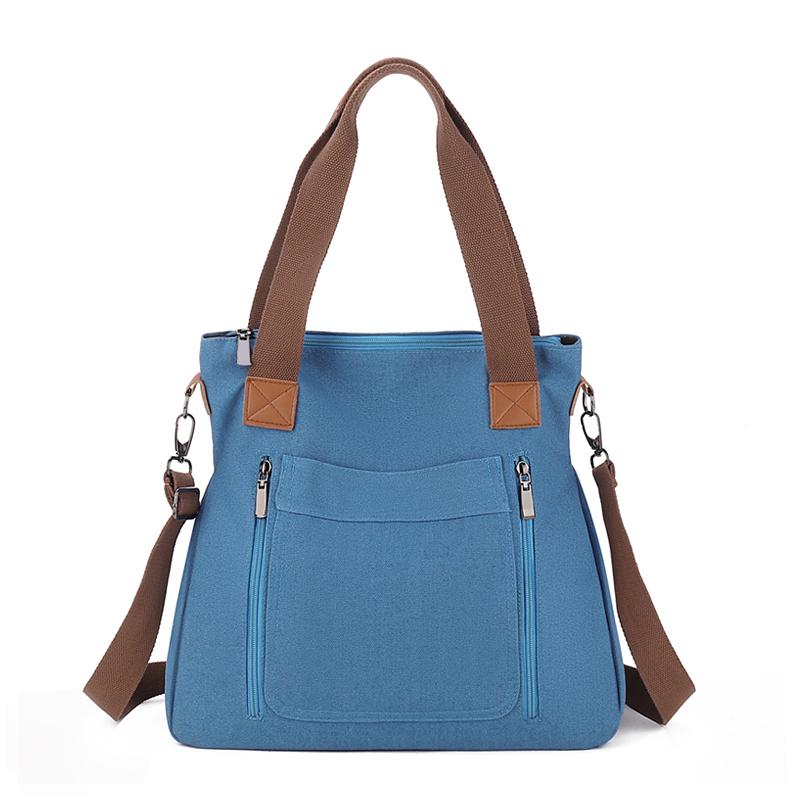 Cross-border large-capacity canvas women s bag, casual cross-body bag, Korean-style fashionable tote bag, simple handbag, new st (30cm Max Length 50cm)