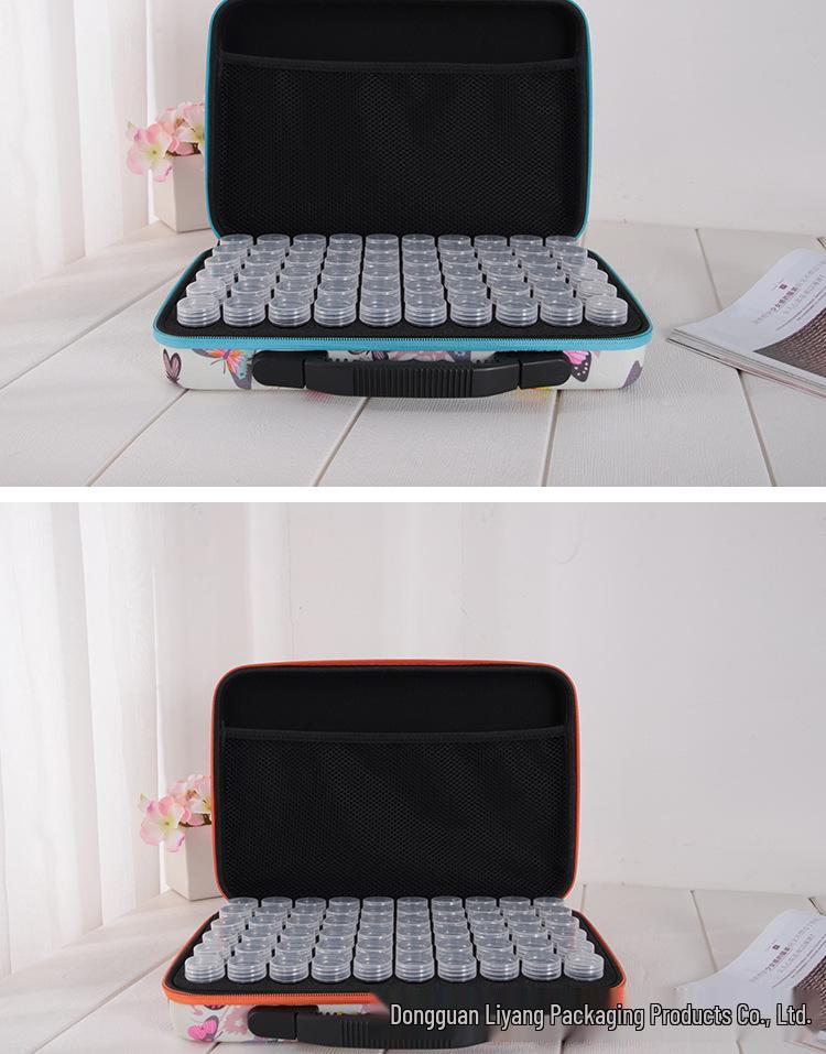 60-Grid Storage Bag for Diamond Painting Drills with Bottles and Dotting Tool Kit