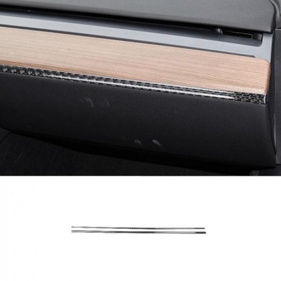 Carbon Fiber Interior Copilot Dashboard Lower Strip For Tesla Model 3 Y 2017-22