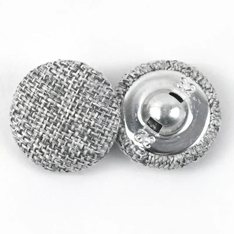 30Pcs Meetee 15-30mm Colorful Cloth Covered Button Linen Fabric Round Metal Shank Buttons DIY Clothing Home Sewing Accessories