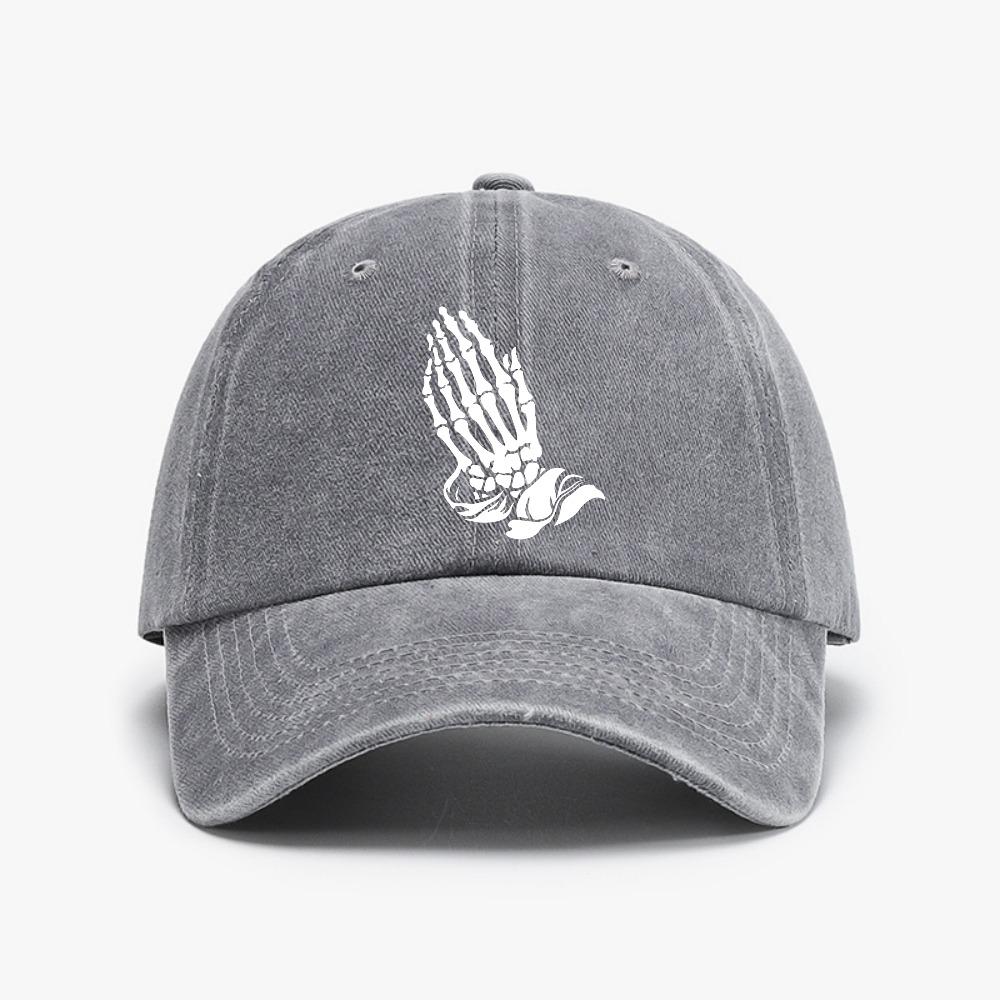 Skeleton Praying Hands Baseball Cap fashion Vintage Washed Denim sun hat Adjustable Outdoor Sports Casual Hat for Unisex Women caps Adjustable