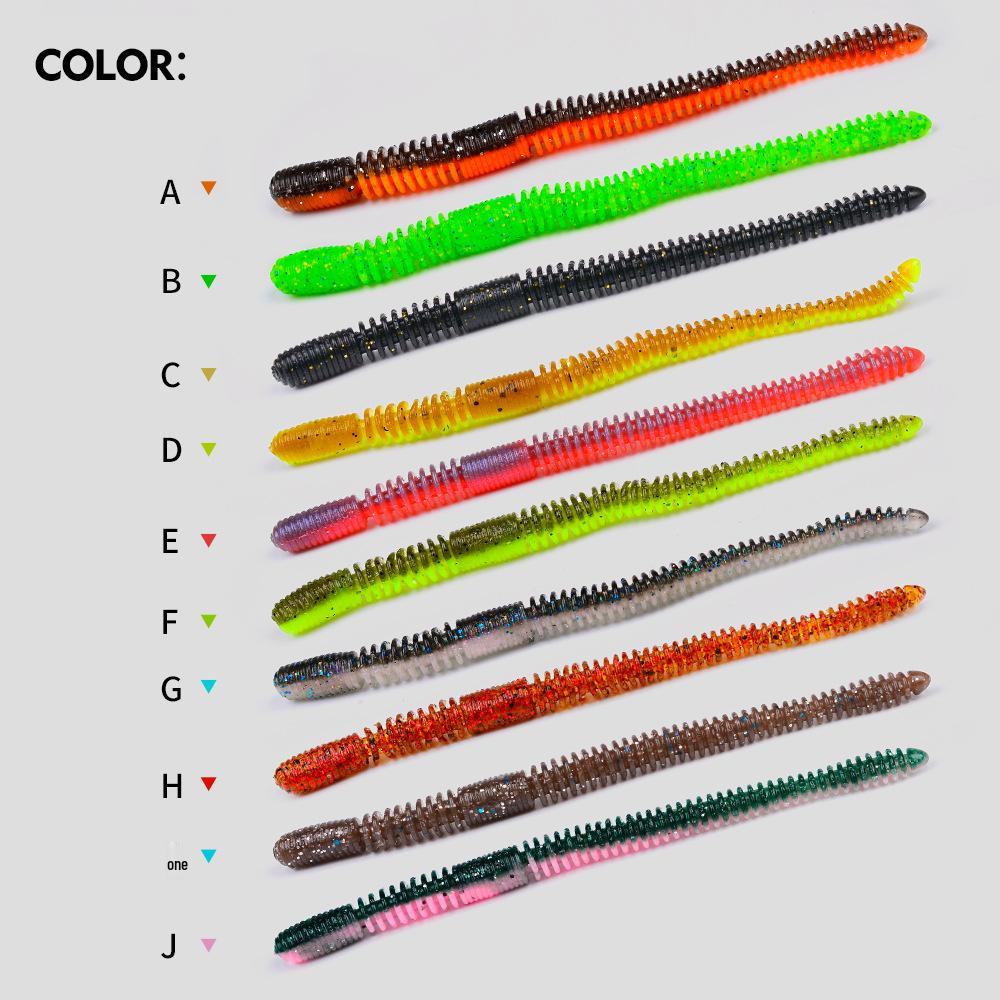 10-Piece Soft Earthworm Lure Set for Drop Shot Rig and Bass Fishing
