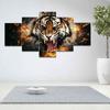 5 Stück abstrakte Tigerkopf Feuer Leinwand Malerei Tier Poster und Drucke Wandbilder Wohnzimmer Home Decor kein Rahmen