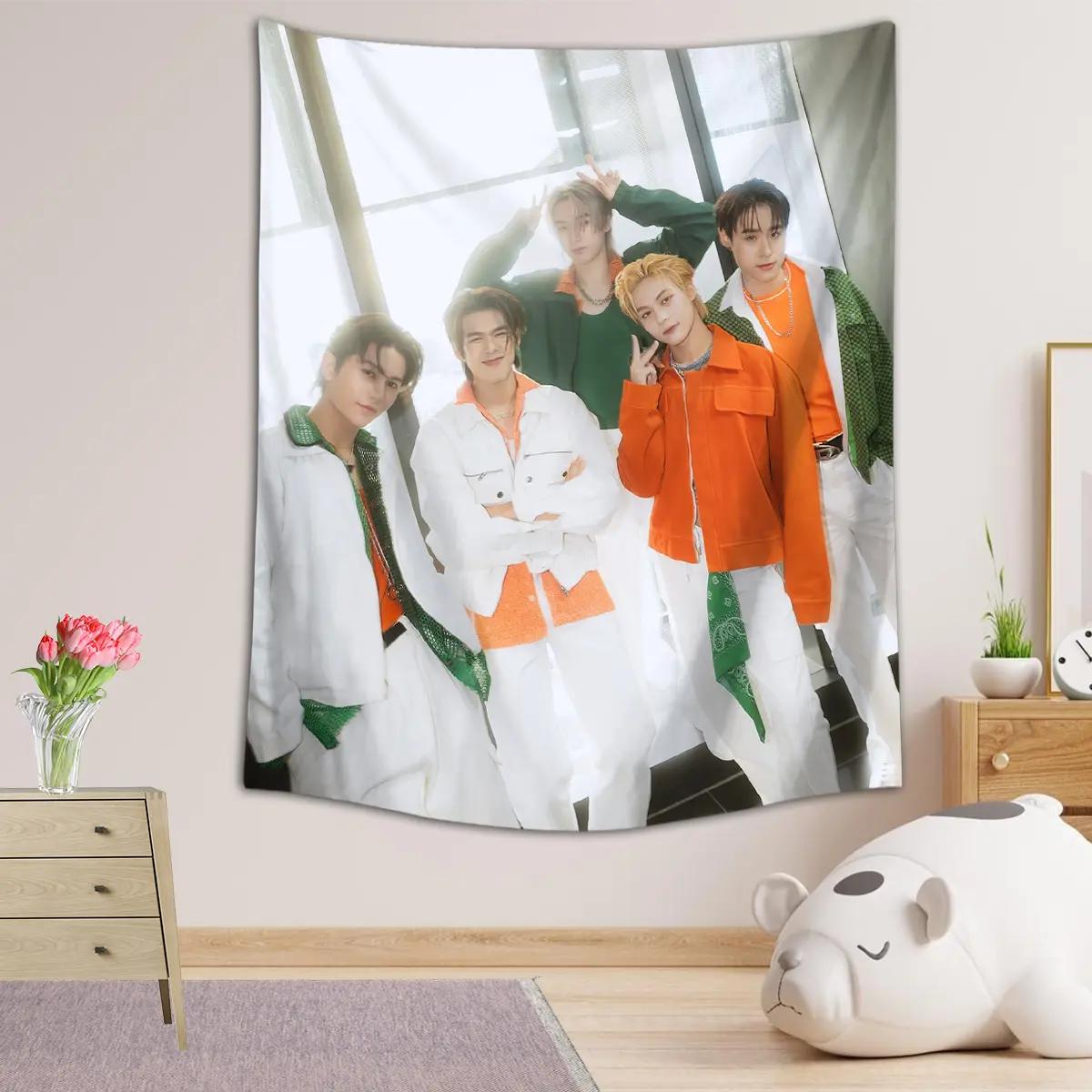 

Kpop Boy Group Polyester Tapestry Wall Hanging Bedroom Dormitory Aesthetic Decoration Photo Background Fabric Poster Tapestry 74x94cm(29x37in)