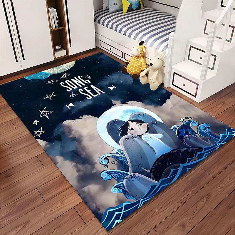 Song of the Sea Pattern Carpet Suitable As a Non-slip Mat for the Living Room or Bedroom Sofa