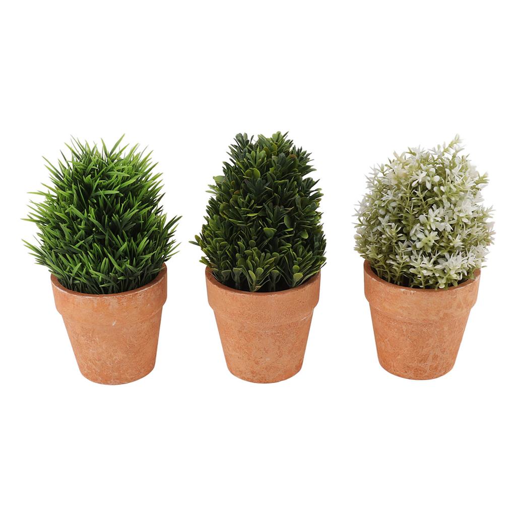 3PCS Artificial Potted Plants Set Plastic Indoor Small Fake Greenery Potted Plants for Home