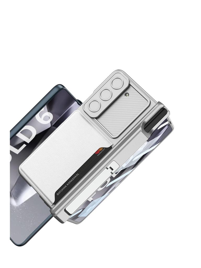 Samsung Z Fold 6 Magnetic Case with Hinge Protection, Pen Holder, Card Slot & Stand