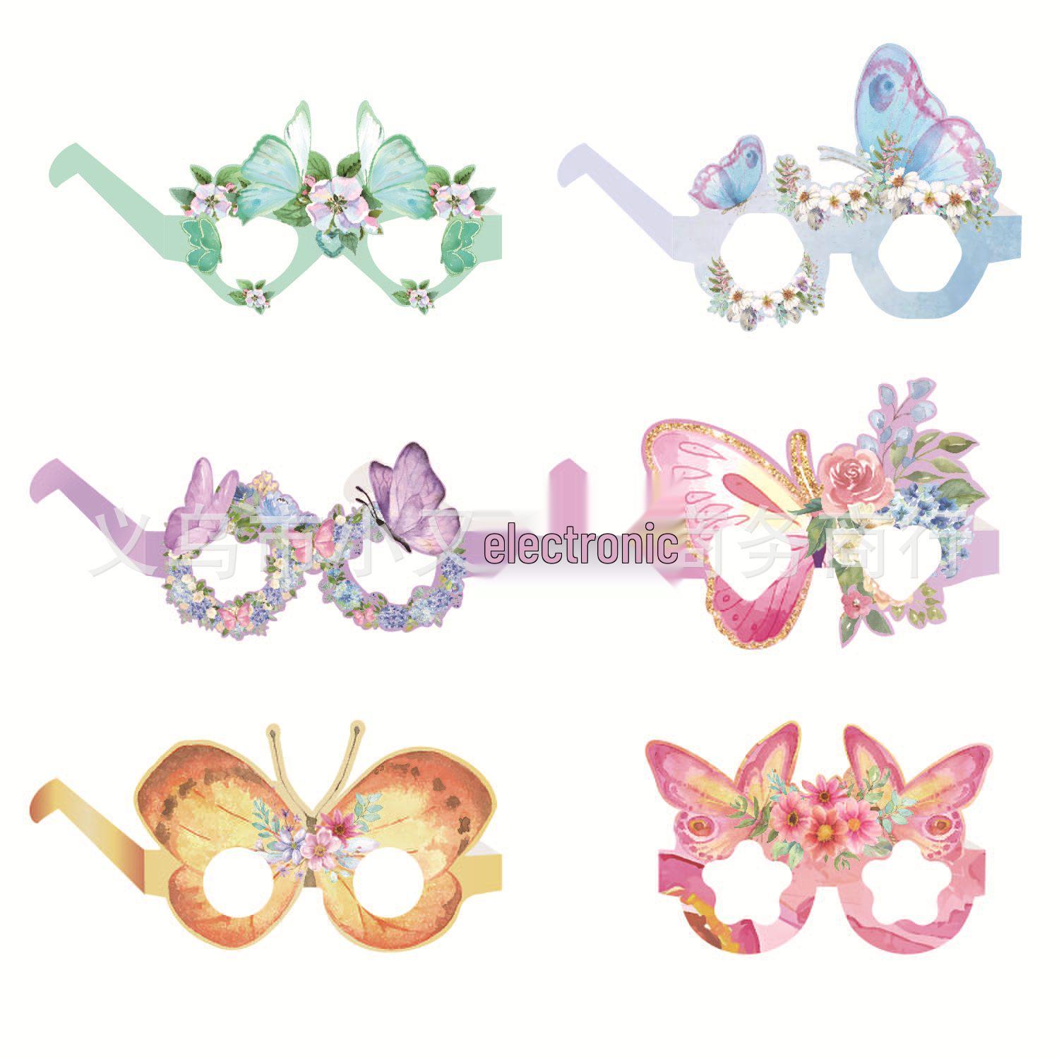 Cross-border Butterfly Paper Glasses Party Photo Props