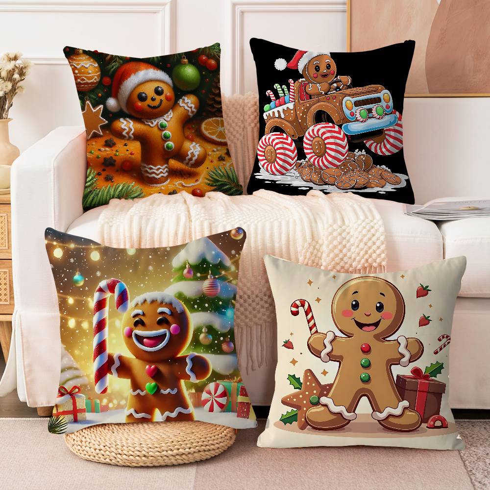 Christmas Gingerbread Man Cushion Cover 30x50 Polyester Sofa Cushions Decorative Throw Pillows Home Decoration Pillowcover
