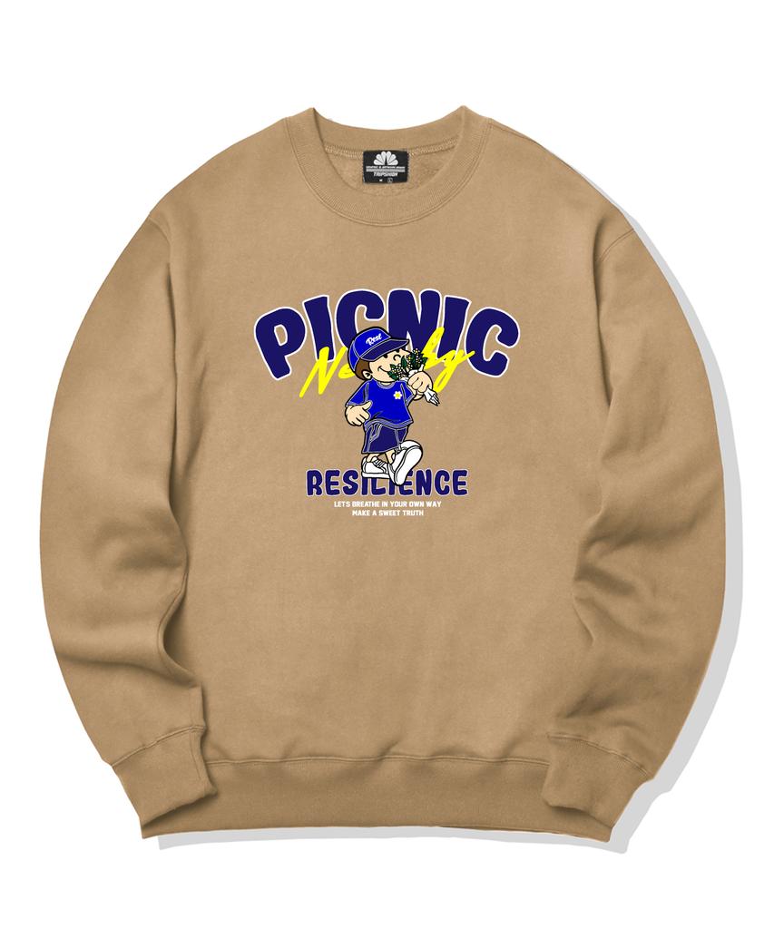 TRIPSHION Picnic Boy Graphic Crewneck - Beige