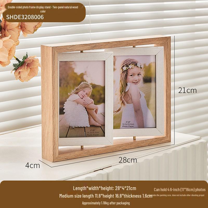 

Элегантная 6-дюймовая двусторонняя европейская деревянная фоторамка для пар, мульти-фото дисплей