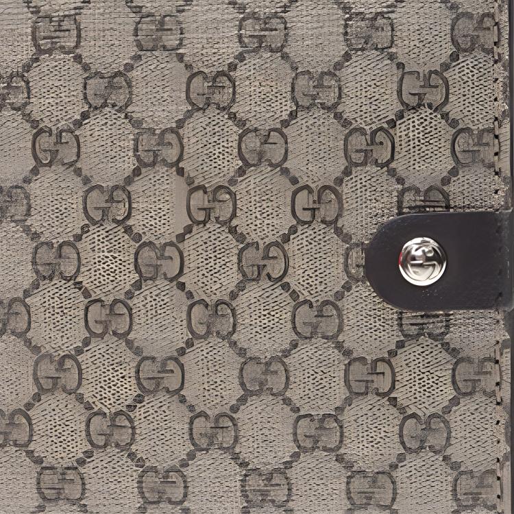 Gucci GG Impression Leather Bifold Wallet Grey Black Daily Travel 281951-FX53N-9643
