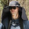 Cappello con ventola solare con patta per il collo, ricaricabile tramite USB, protezione UV, doppio ventilatore di raffreddamento, cappello da pesca pieghevole per uomo e donna, pescatore, escursionismo, alpinismo, cappello da sole