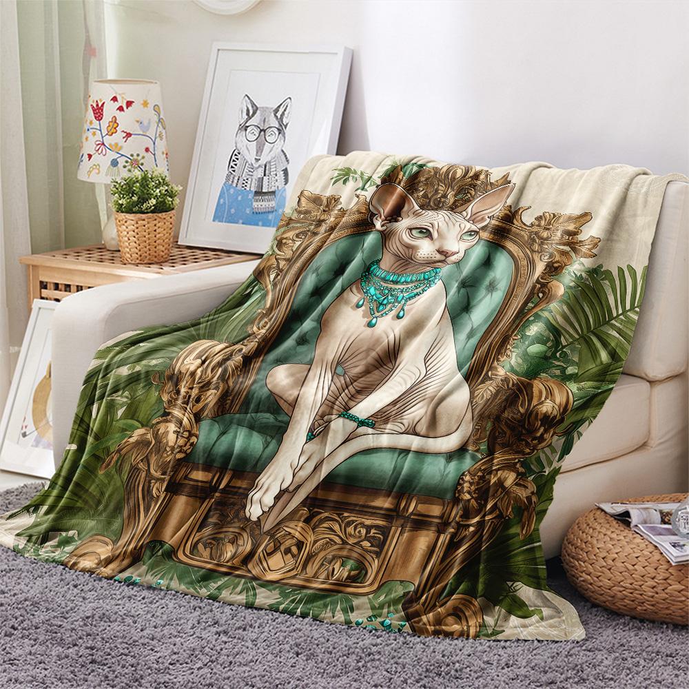 Gem Cat Print Flanelldecke, Hohe Qualität, Bequem für alle Jahreszeiten, Heimdekoration, Wärme und Komfort