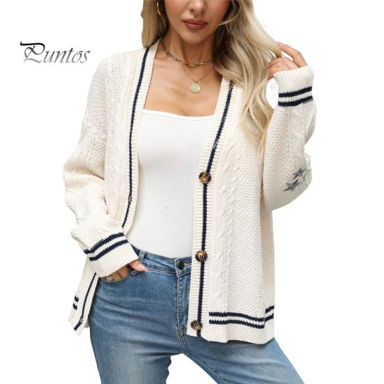 

Женский свитер, пальто с V-образным вырезом, длинным рукавом, перекрученная текстура, трикотажное пальто в стиле пэчворк, однобортный свободный крой, эластичный свитер, верхняя одежда S белый