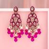 Long Chandelier Dangler Earrings Kundan & Pearl Traditional Ethnic Jewellery for Women & Girls