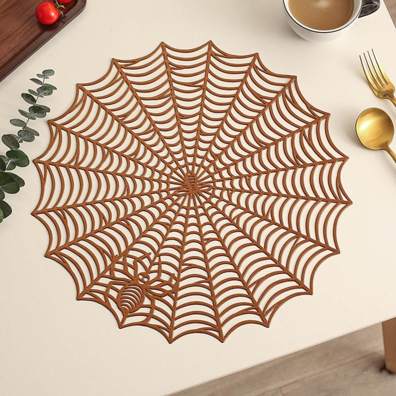 Round Cobweb Table Mat Coasters Hollow Out Heat Insulation Mat Waterproof Non-slip Table Mat