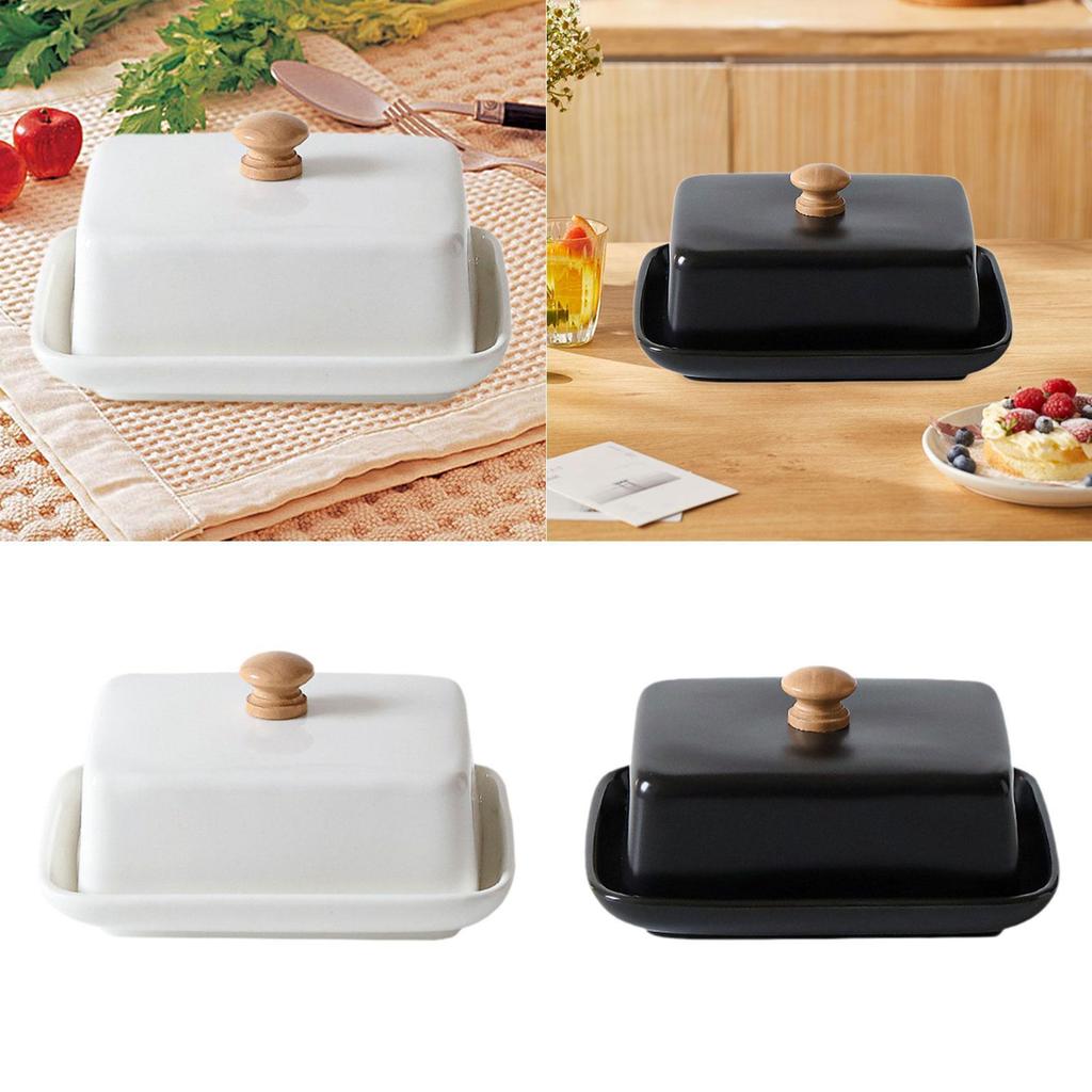 Ceramic Butter Dish with Cover Large Practical European Butter Storage Keeper for Kitchen Bar Household Cake Shop Counter