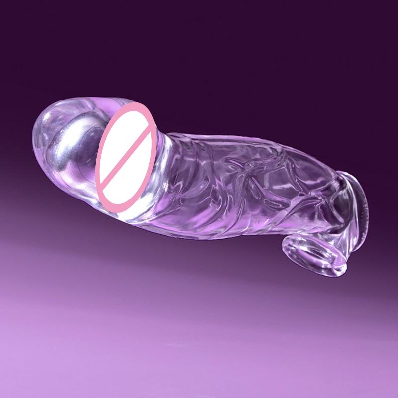 3 Size Reusable Penis Sleeve Soft Clear Cock Sleeve Penis Extender Adult Sex Toys for Men Women Durable Penis Enlarger Male
