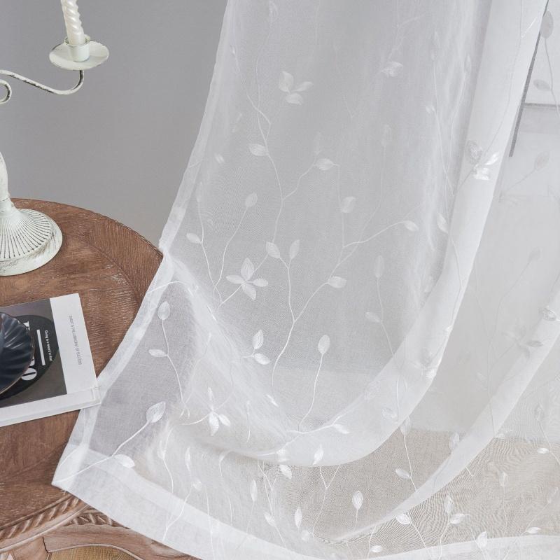 Tende Trasparenti con Stampa Floreale - Foulard in Voile Filtrante per Balcone, Finestra a Baia, Soggiorno, Divisorio e Privacy
