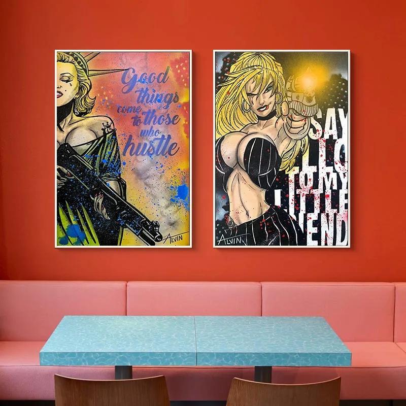 Sexy Ass Frau Wandkunst Poster Sexy Brüste F You Leinwand Malerei Anime Mädchen Appeal Dekor Gemälde für Zuhause Schlafzimmer Bar Erwachsene